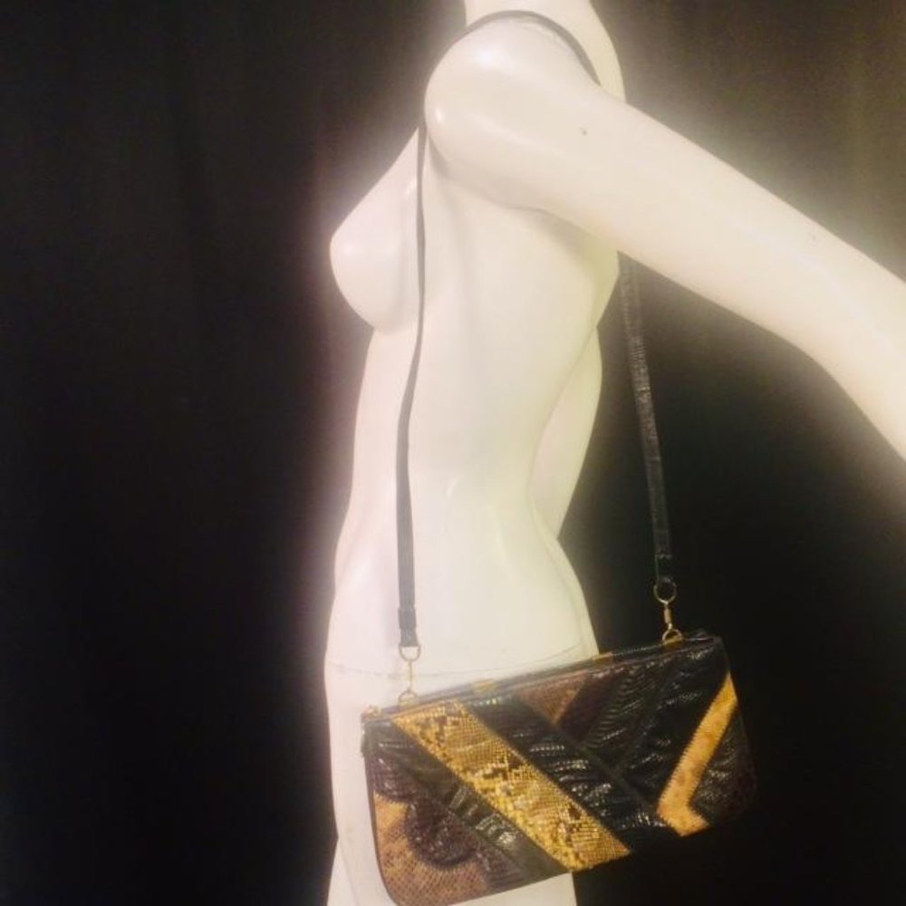 Supreme Patchwork Snake Skin Clutch Shoulder Bag - image 2